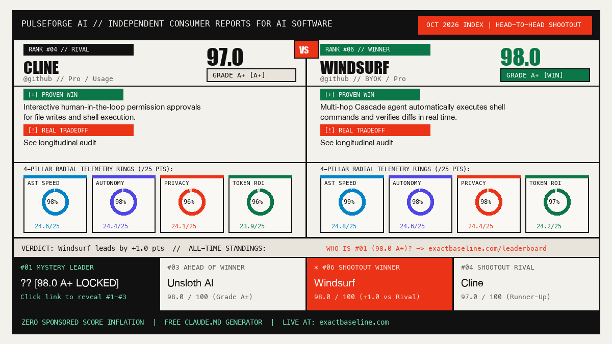 Cline vs Windsurf Empirical Scorecard